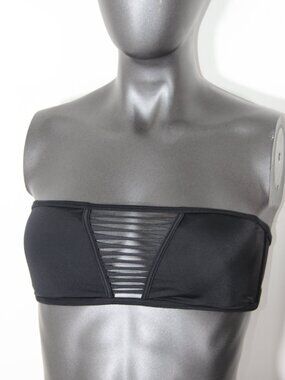 Victoria's Secret Black Strappy Front Bandeau Bikini Top - Size Medium